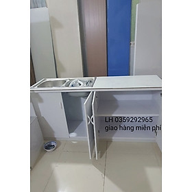 Tủ bếp mini nhựa đài Loan ốp mặt gạch sẵn bồn đôi
