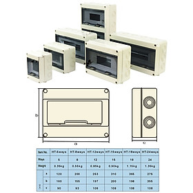 Tủ điện nổi nhựa HT 2,3,5,8,12,15,18, 24 way ( Đường) gắn CB ngoài trời chống nước, chống cháy, chống bụi