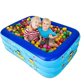 Bể Phao Bơi Cho Bé 3 Tầng 1.3m Hình Chữ Nhật Kèm Miếng Vá