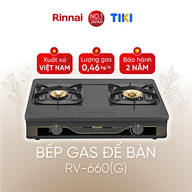 Bếp gas dương Rinnai RV-660(G) mặt bếp men và kiềng bếp men - Hàng chính hãng.