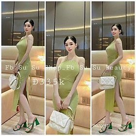 Đầm váy nữ body cổ yếm xẻ tà cao khoe dáng cực quyến rũ, sang chảnh dành cho các nàng đi chơi, dạo phố