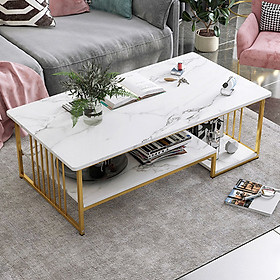 Mua Bàn trà  bàn sofa  bàn cafe 2 tầng mặt đá chân sắt sơn tĩnh điện tầm nhìn mới ms002