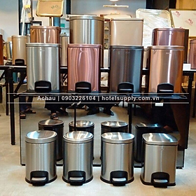 THÙNG RÁC TRÒN INOX GNF ĐẠP CHÂN, NẮP MỞ ÊM, DUNG TÍCH 5L, 8L, 12L, 30L, NHIỀU MÀU