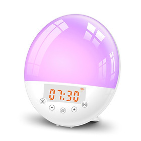 Smart Wake Up Light Alarm Clock 6 Colors Bedside Night Light with Sunrise Sunset Simulation 30 Adjustable Brightness Voice / APP Control Snooze Function Dual Double Alarm Setting 8 Ringing Sound