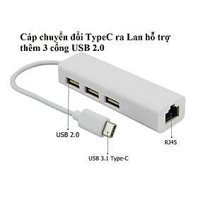 Mua Cáp chuyển đổi TypeC ra Lan có hỗ trợ 3 cổng USB