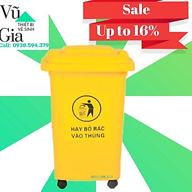  Thùng rác nhựa công cộng 60L màu vàng