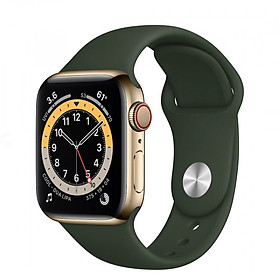 Đồng Hồ Thông Minh Apple Watch Series 6 LTE GPS + Cellular Stainless Steel Case With Sport Band (Viền Thép & Dây Cao Su) - Hàng Chính Hãng VN/A