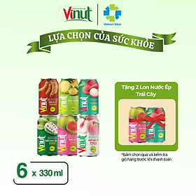 VINUT Combo Mix Lốc 6 Vị Nước Ép Trái Cây Tươi  330ml x 6