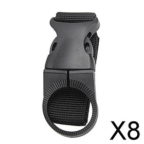 8 PCS Nylon Webbing Strap Buckle for Water Bottle Holder, Molle Gear Belt Clip Hook for Camping Hiking Sports Backpack Attachment - Black