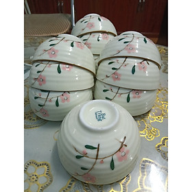 Mua bộ 10 bát ăn cơm vẽ hoa đào phai Bát Tràng