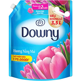 Nước Xả Vải Downy Nắng Mai (3.5L/ Túi) - Giữ quần áo tươi mới - Hương thơm tươi mới kéo dài
