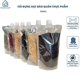 Set 10 Túi Đựng Bảo Quản Hạt Đồ Khô Ngũ Cốc Dung Tích 500ml Tặng Kèm Phễu Đổ Hạt Siêu Tiện Lợi - HÀNG CHÍNH HÃNG MINIIN