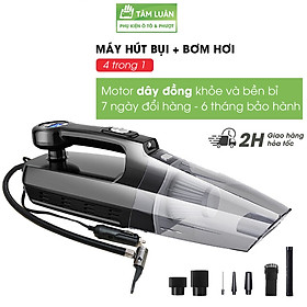 Máy hút bụi kèm máy bơm lốp ô tô Tâm Luân, máy bơm lốp ô tô 12V có đèn pin