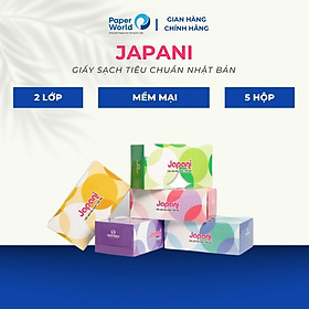 Combo 5 khăn giấy lụa Japani Silk180 hai lớp - 180 tờhộp - 100 bột giấy nguyên sinh