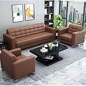 Mua Bộ sofa băng văn phòng bọc da cao cấp Tundo kèm ghế đơn HVPCT-08