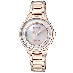 Đồng Hồ Nữ Citizen Đính Kim Cương Dây Thép Không Gỉ EM0382-51D - Mặt Xà Cừ (Sapphire)