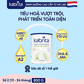 TẶNG BALO Sữa dê Kabrita số 2 cho trẻ từ 12- 24 tháng - Lon 800g