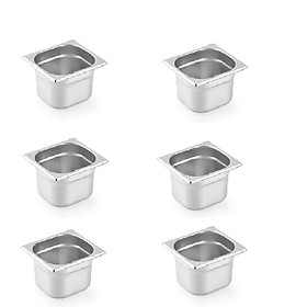 Combo 06 cái Khay đựng Topping inox 176x162mm không nắp