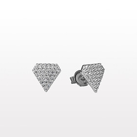 Bông tai bạc 925 hình viên kim cương đính đá bề mặt - SB16906