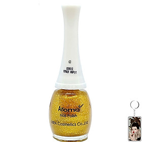 Sơn móng tay Aroma Nail Polish Hàn Quốc 12ml #63 lấp lánh vàng tặng kèm móc khóa