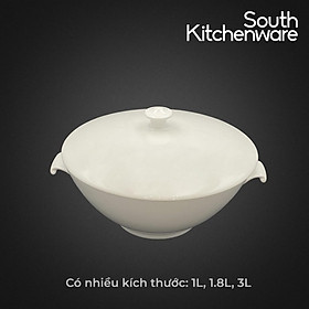Thố 1L,1.8L,3L kèm nắp Daisy Lys Trắng Ngà sứ tráng men cao cấp Minh Long