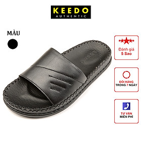 Dép nam đế may sẵn da bò quai ngang cao cấp KEEDO TN-NB701 - đen - 43