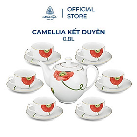 Bộ trà Cao cấp Minh Long 0.8 L - Camellia - Kết Duyên