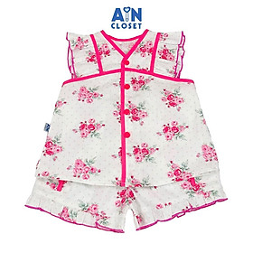 Bộ quần áo Ngắn bé gái họa tiết Hoa Hồng Trắng cotton - AICDBGC1R7M4 - AIN Closet