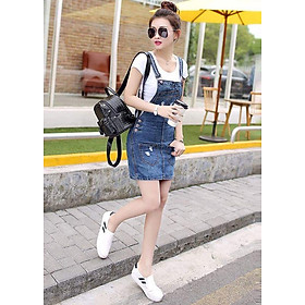 Đầm Yếm Jean Nữ Wash Cào Đáng Yêu 
