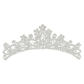 Silver Bridal Flower Girl Prom Rhinestone Crown Tiara Comb Wedding Headband