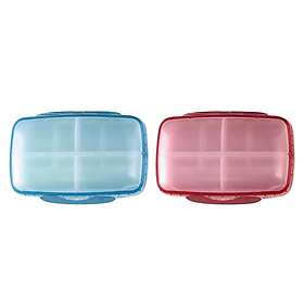 2 Pack Tablet Pill Box Holder Medicine Case Organizer Container Blue+Pink