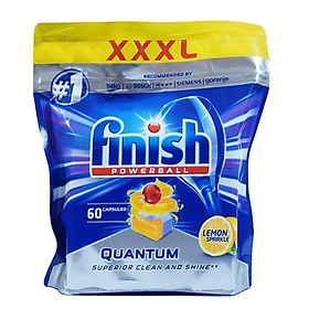 Viên rửa chén bát Finish Quantum 60 viên hương chanh