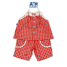 Bộ quần áo Lửng bé gái họa tiết Caro Cam Cotton - AICDBG58HKTU - AIN Closet