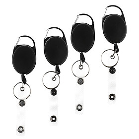 4 Pieces ID Cards/Key Retractable Clip Keychain Key Ring Pull Reel Key Chain