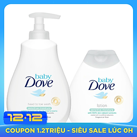 Combo Sữa Tắm Gội Toàn Thân Và Sữa Dưỡng Thể Baby Dove Cho Da Nhạy Cảm (400ml & 200ml)