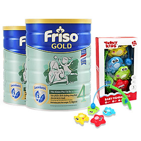 Bộ 2 lon Sữa Bột Friso Gold 4 Cho Trẻ Từ 2-4 Tuổi 1.5kg + Tặng Bộ Đồ Chơi Câu Cá