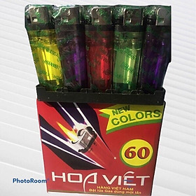 Quẹt Gas trong Hoa Việt đủ màu sắc ( hộp 50 cái )