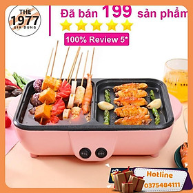 Nồi Lẩu Nướng Đa Năng Cao Cấp 2 Ngăn Siêu Chống Dính, Bếp Lẩu Nướng 2 In 1 Mini Tùy Chỉnh Nhiệt Độ Tiện Lợi - Hàng Loại 1