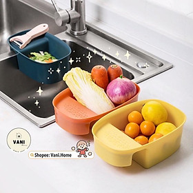 Mua Rổ lọc rác gác cạnh bồn rửa chén bát bằng nhựa Việt Nhật cao cấp- Giỏ nhựa gắn bồn rửa chén lọc thức ăn thừa  để giẻ lau