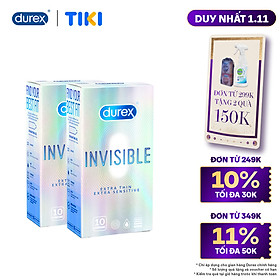 COMBO 2 HỘP BAO CAO SU DUREX INVISIBLE EXTRA THIN EXTRA SENSITIVE 10S (10 bao/hộp)