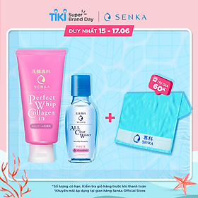 Combo Sữa rửa mặt ẩm mịn và săn chắc da Senka Perfect Whip Collagen In 120g + Nước tẩy trang Senka All Clear White 70ml