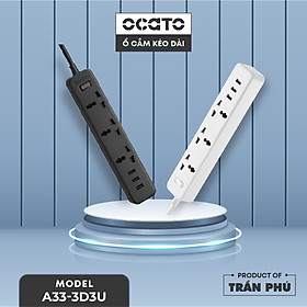Ổ cắm điện kéo dài OCATO Trần Phú OCATO A33-3D3U (3 ổ cắm + 3 cổng sạc USB)