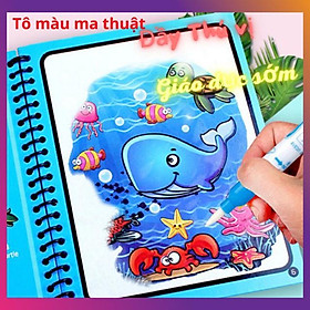 Hình ảnh Sách tô màu nước ma thuật, Tập tô màu nước thần kỳ Magic Water Book - Giáo dục toàn diện Montessori