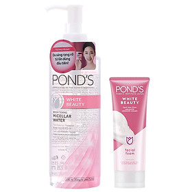 Combo Pond's Sữa Rửa Mặt Trắng Hồng Rạng Rỡ (100g) & Nước Tẩy Trang Làm Sáng Da (235ml)