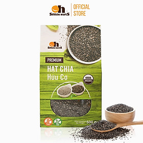 Hạt Chia Đen Hữu Cơ Smile Nuts Hộp 500g - Nhập khẩu từ Nam Mỹ (Hạt Chia sạch organic, cam kết chất lượng)