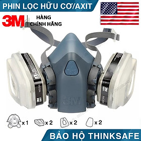 Mặt nạ phòng độc 3M 7502 bộ 7 món sử dụng phin 3M 6001 phun sơn hàn xì - lọc hơi hữu cơ