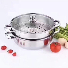 Mua Nồi Hấp 2 Tầng Đa Năng Steam Pot(Nồi Inox Màu Trắng) (T30)