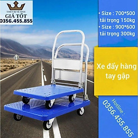 XE ĐẨY HÀNG SÀN NHỰA TAY GẬP F-017A SIZE  700*500 TẢI TRỌNG 150KG