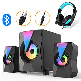 Hình ảnh Loa Bluetooth 2.1 Để Bàn Công Suất Lớn FT-K9 Thiết Kế Hiện Đại Có Đèn Led RGB Nổi Bật Dùng Cho Tivi Máy Vi Tính PC Laptop + Tặng tai nghe chụp tai cao cấp ( giao màu ngẫu nhiên )