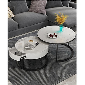 Mua Cặp bàn trà sofa tròn  mặt đá 3D  có ngăn kéo